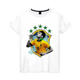Женская футболка хлопок с принтом Neymar в Новосибирске, 100% хлопок | прямой крой, круглый вырез горловины, длина до линии бедер, слегка спущенное плечо | неймар