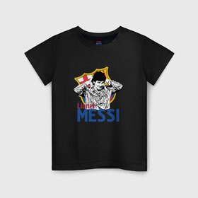 Детская футболка хлопок с принтом Messi в Новосибирске, 100% хлопок | круглый вырез горловины, полуприлегающий силуэт, длина до линии бедер | 