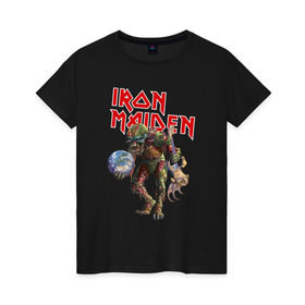 Женская футболка хлопок с принтом Iron Maiden в Новосибирске, 100% хлопок | прямой крой, круглый вырез горловины, длина до линии бедер, слегка спущенное плечо | iron maiden | земля | инопланетяне | музыка | олдскул | рок