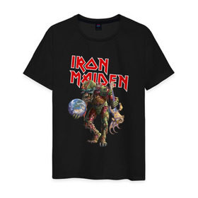 Мужская футболка хлопок с принтом Iron Maiden в Новосибирске, 100% хлопок | прямой крой, круглый вырез горловины, длина до линии бедер, слегка спущенное плечо. | iron maiden | земля | инопланетяне | музыка | олдскул | рок