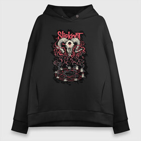 Женское худи Oversize хлопок с принтом Slipknot в Новосибирске, френч-терри — 70% хлопок, 30% полиэстер. Мягкий теплый начес внутри —100% хлопок | боковые карманы, эластичные манжеты и нижняя кромка, капюшон на магнитной кнопке | slipknot | демон | кори | металл | музыка | рок | череп