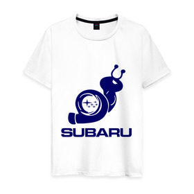 Мужская футболка хлопок с принтом Subaru в Новосибирске, 100% хлопок | прямой крой, круглый вырез горловины, длина до линии бедер, слегка спущенное плечо. | Тематика изображения на принте: subaru | авто | субарик | субару | турбина | улитка