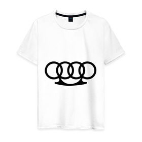 Мужская футболка хлопок с принтом Audi кастет в Новосибирске, 100% хлопок | прямой крой, круглый вырез горловины, длина до линии бедер, слегка спущенное плечо. | Тематика изображения на принте: audi | авто | ауди | кастет