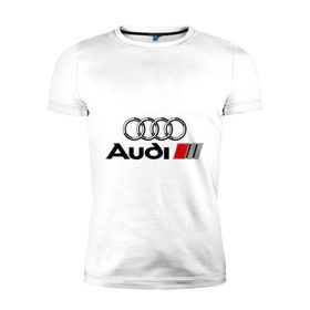 Мужская футболка премиум с принтом Audi в Новосибирске, 92% хлопок, 8% лайкра | приталенный силуэт, круглый вырез ворота, длина до линии бедра, короткий рукав | audi | авто | ауди | логотип