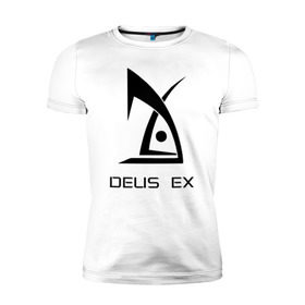 Мужская футболка премиум с принтом Deus Ex в Новосибирске, 92% хлопок, 8% лайкра | приталенный силуэт, круглый вырез ворота, длина до линии бедра, короткий рукав | Тематика изображения на принте: deus ex дэус деус экс