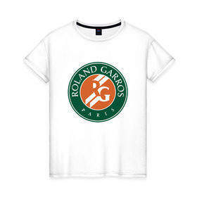 Женская футболка хлопок с принтом Roland Garros в Новосибирске, 100% хлопок | прямой крой, круглый вырез горловины, длина до линии бедер, слегка спущенное плечо | paristennis | roland garros