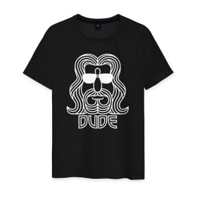 Мужская футболка хлопок с принтом DUDE в Новосибирске, 100% хлопок | прямой крой, круглый вырез горловины, длина до линии бедер, слегка спущенное плечо. | Тематика изображения на принте: dude большой лебовски big lebowski
