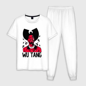 Мужская пижама хлопок с принтом Wu tang clan в Новосибирске, 100% хлопок | брюки и футболка прямого кроя, без карманов, на брюках мягкая резинка на поясе и по низу штанин
 | clan | hip hop | rza | wu tang | wutang | ву танг | вутанг | рэп