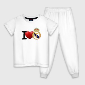 Детская пижама хлопок с принтом Love Real Madrid в Новосибирске, 100% хлопок |  брюки и футболка прямого кроя, без карманов, на брюках мягкая резинка на поясе и по низу штанин
 | love | real madrid | реал мадрид | спорт | футбол