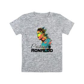 Детская футболка хлопок с принтом Cristiano Ronaldo в Новосибирске, 100% хлопок | круглый вырез горловины, полуприлегающий силуэт, длина до линии бедер | 