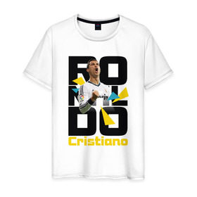 Мужская футболка хлопок с принтом Ronaldo в Новосибирске, 100% хлопок | прямой крой, круглый вырез горловины, длина до линии бедер, слегка спущенное плечо. | роналдо