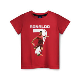 Детская футболка хлопок с принтом Ronaldo в Новосибирске, 100% хлопок | круглый вырез горловины, полуприлегающий силуэт, длина до линии бедер | роналдо