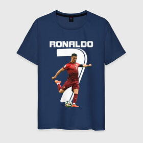 Мужская футболка хлопок с принтом Ronaldo в Новосибирске, 100% хлопок | прямой крой, круглый вырез горловины, длина до линии бедер, слегка спущенное плечо. | Тематика изображения на принте: роналдо