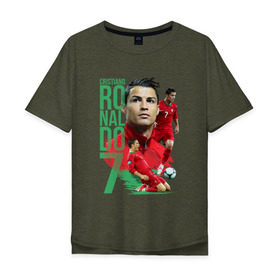 Мужская футболка хлопок Oversize с принтом Ronaldo в Новосибирске, 100% хлопок | свободный крой, круглый ворот, “спинка” длиннее передней части | роналдо