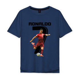 Мужская футболка хлопок Oversize с принтом Ronaldo в Новосибирске, 100% хлопок | свободный крой, круглый ворот, “спинка” длиннее передней части | Тематика изображения на принте: роналдо