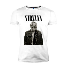 Мужская футболка премиум с принтом nirvana t-shirt в Новосибирске, 92% хлопок, 8% лайкра | приталенный силуэт, круглый вырез ворота, длина до линии бедра, короткий рукав | kurt cobain | nirvana | гранж | курт кобейн | нирвана