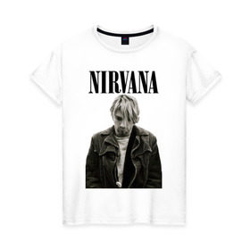 Женская футболка хлопок с принтом nirvana t-shirt в Новосибирске, 100% хлопок | прямой крой, круглый вырез горловины, длина до линии бедер, слегка спущенное плечо | kurt cobain | nirvana | гранж | курт кобейн | нирвана