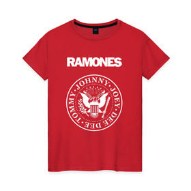 Женская футболка хлопок с принтом Ramones в Новосибирске, 100% хлопок | прямой крой, круглый вырез горловины, длина до линии бедер, слегка спущенное плечо | joey ramone | punk | ramones | панк | рамонес