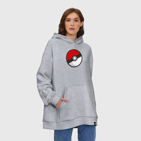 Худи SuperOversize хлопок с принтом Pokeball в Новосибирске, 70% хлопок, 30% полиэстер, мягкий начес внутри | карман-кенгуру, эластичная резинка на манжетах и по нижней кромке, двухслойный капюшон
 | pokeball покебол покемон pokemon