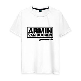 Мужская футболка хлопок с принтом Armin van Buuren в Новосибирске, 100% хлопок | прямой крой, круглый вырез горловины, длина до линии бедер, слегка спущенное плечо. | Тематика изображения на принте: armada | armin van buuren | trance | армин
