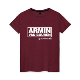 Женская футболка хлопок с принтом Armin van Buuren в Новосибирске, 100% хлопок | прямой крой, круглый вырез горловины, длина до линии бедер, слегка спущенное плечо | armada | armin van buuren | trance | армин