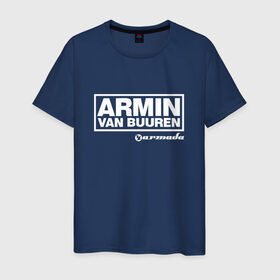 Мужская футболка хлопок с принтом Armin van Buuren в Новосибирске, 100% хлопок | прямой крой, круглый вырез горловины, длина до линии бедер, слегка спущенное плечо. | armada | armin van buuren | trance | армин