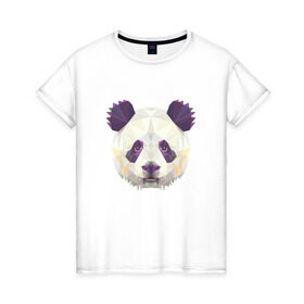 Женская футболка хлопок с принтом Панда, Голова панды в Новосибирске, 100% хлопок | прямой крой, круглый вырез горловины, длина до линии бедер, слегка спущенное плечо | панда