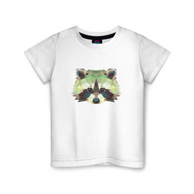 Детская футболка хлопок с принтом Енот, Мордочка енота в Новосибирске, 100% хлопок | круглый вырез горловины, полуприлегающий силуэт, длина до линии бедер | енот