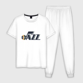 Мужская пижама хлопок с принтом NBA Utah Jazz в Новосибирске, 100% хлопок | брюки и футболка прямого кроя, без карманов, на брюках мягкая резинка на поясе и по низу штанин
 | Тематика изображения на принте: jazz | nba | utah | баскетбол | джазз | нба | юта