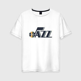 Женская футболка хлопок Oversize с принтом NBA Utah Jazz в Новосибирске, 100% хлопок | свободный крой, круглый ворот, спущенный рукав, длина до линии бедер
 | jazz | nba | utah | баскетбол | джазз | нба | юта