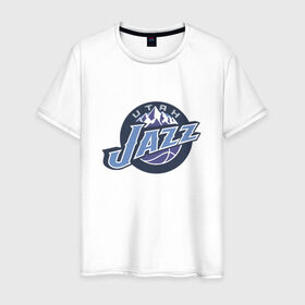 Мужская футболка хлопок с принтом NBA Utah Jazz в Новосибирске, 100% хлопок | прямой крой, круглый вырез горловины, длина до линии бедер, слегка спущенное плечо. | Тематика изображения на принте: jazz | nba | nba utah jazz basketballбаскетбол | utah | нба | спорт