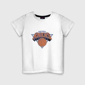Детская футболка хлопок с принтом NBA NEW YORK Knicks в Новосибирске, 100% хлопок | круглый вырез горловины, полуприлегающий силуэт, длина до линии бедер | knicks | nba | nba new york knicks 2015 basketballбаскетбол | new york