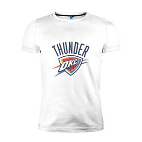 Мужская футболка премиум с принтом NBA OKLAHOMA THUNDER OKC в Новосибирске, 92% хлопок, 8% лайкра | приталенный силуэт, круглый вырез ворота, длина до линии бедра, короткий рукав | Тематика изображения на принте: nba | nba thunder basketball 2015thunder | okc | oklahoma | баскетбол