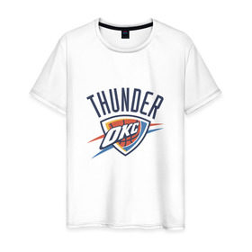 Мужская футболка хлопок с принтом NBA OKLAHOMA THUNDER OKC в Новосибирске, 100% хлопок | прямой крой, круглый вырез горловины, длина до линии бедер, слегка спущенное плечо. | nba | nba thunder basketball 2015thunder | okc | oklahoma | баскетбол