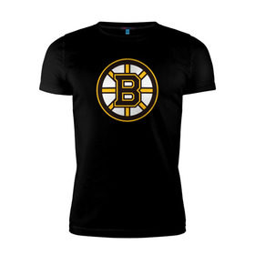 Мужская футболка премиум с принтом Boston Bruins в Новосибирске, 92% хлопок, 8% лайкра | приталенный силуэт, круглый вырез ворота, длина до линии бедра, короткий рукав | Тематика изображения на принте: boston bruins | nhl | нхл | хоккей