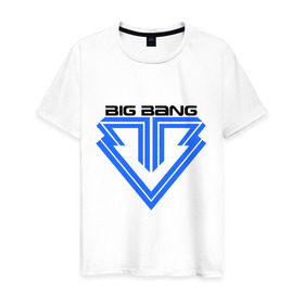 Мужская футболка хлопок с принтом Big bang logo в Новосибирске, 100% хлопок | прямой крой, круглый вырез горловины, длина до линии бедер, слегка спущенное плечо. | big bang | g dragon | k pop | биг бенг | кей поп | корея