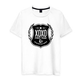 Мужская футболка хлопок с принтом EXO XOXO в Новосибирске, 100% хлопок | прямой крой, круглый вырез горловины, длина до линии бедер, слегка спущенное плечо. | exo