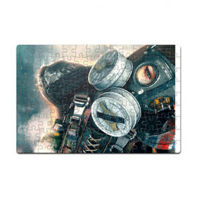 Пазл магнитный 126 элементов с принтом Девушка в противогазе в Новосибирске, полимерный материал с магнитным слоем | 126 деталей, размер изделия —  180*270 мм | Тематика изображения на принте: swag | аниме | игры