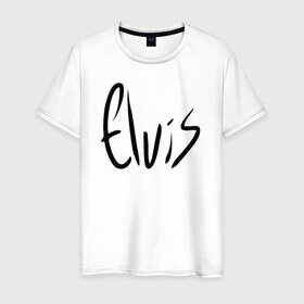 Мужская футболка хлопок с принтом Elvis Aaron Presley в Новосибирске, 100% хлопок | прямой крой, круглый вырез горловины, длина до линии бедер, слегка спущенное плечо. | elvis aaron presley элвис пресли