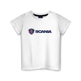 Детская футболка хлопок с принтом SCANIA в Новосибирске, 100% хлопок | круглый вырез горловины, полуприлегающий силуэт, длина до линии бедер | scania | грузовик | скания