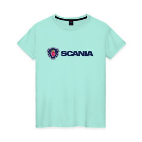 Женская футболка хлопок с принтом SCANIA в Новосибирске, 100% хлопок | прямой крой, круглый вырез горловины, длина до линии бедер, слегка спущенное плечо | scania | грузовик | скания