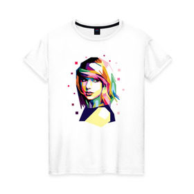 Женская футболка хлопок с принтом Taylor Swift в Новосибирске, 100% хлопок | прямой крой, круглый вырез горловины, длина до линии бедер, слегка спущенное плечо | taylor swift | музыка | тэйлор свифт