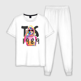 Мужская пижама хлопок с принтом TS 1989 в Новосибирске, 100% хлопок | брюки и футболка прямого кроя, без карманов, на брюках мягкая резинка на поясе и по низу штанин
 | Тематика изображения на принте: 1989 | taylor swift | музыка | тэйлор свифт
