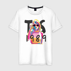 Мужская футболка хлопок с принтом TS 1989 в Новосибирске, 100% хлопок | прямой крой, круглый вырез горловины, длина до линии бедер, слегка спущенное плечо. | Тематика изображения на принте: 1989 | taylor swift | музыка | тэйлор свифт