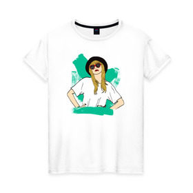Женская футболка хлопок с принтом Тейлор в Новосибирске, 100% хлопок | прямой крой, круглый вырез горловины, длина до линии бедер, слегка спущенное плечо | taylor swift | музыка | тэйлор свифт