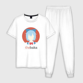 Мужская пижама хлопок с принтом The Baka в Новосибирске, 100% хлопок | брюки и футболка прямого кроя, без карманов, на брюках мягкая резинка на поясе и по низу штанин
 | baka | cirno | бака | на макете изображена сырно | персонаж игры touhouсырно