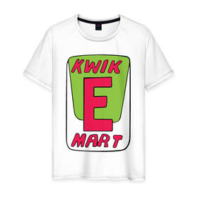 Мужская футболка хлопок с принтом KWIK E MART в Новосибирске, 100% хлопок | прямой крой, круглый вырез горловины, длина до линии бедер, слегка спущенное плечо. | kwik e mart the simpsons симпсоны квик е марк