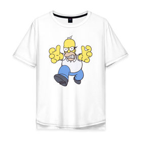 Мужская футболка хлопок Oversize с принтом Angry Homer в Новосибирске, 100% хлопок | свободный крой, круглый ворот, “спинка” длиннее передней части | angry homer simpson симпсон злой гомер барт