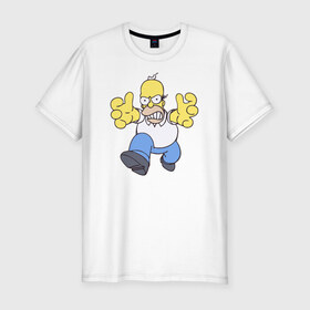 Мужская футболка премиум с принтом Angry Homer в Новосибирске, 92% хлопок, 8% лайкра | приталенный силуэт, круглый вырез ворота, длина до линии бедра, короткий рукав | angry homer simpson симпсон злой гомер барт