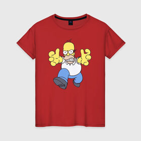 Женская футболка хлопок с принтом Angry Homer в Новосибирске, 100% хлопок | прямой крой, круглый вырез горловины, длина до линии бедер, слегка спущенное плечо | angry homer simpson симпсон злой гомер барт